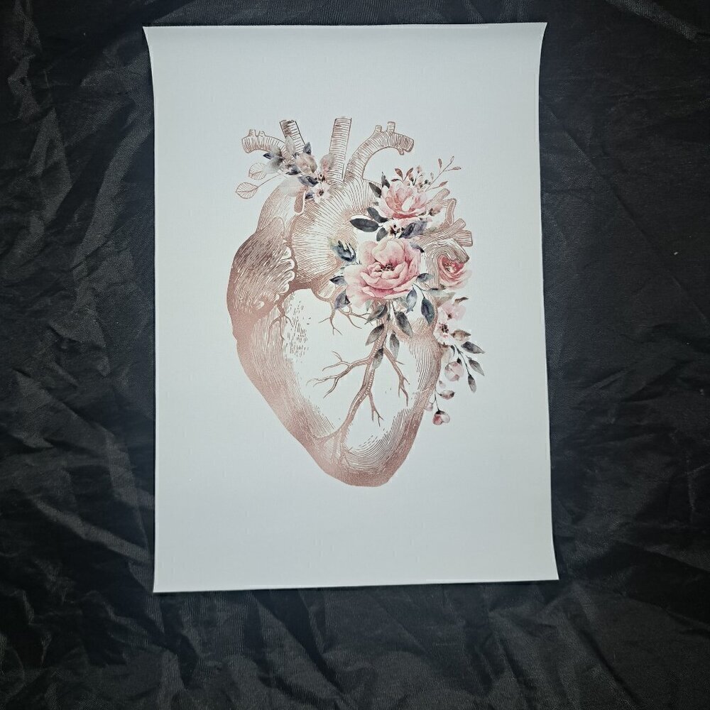 NWOT Floral Human Heart Canvas Picture